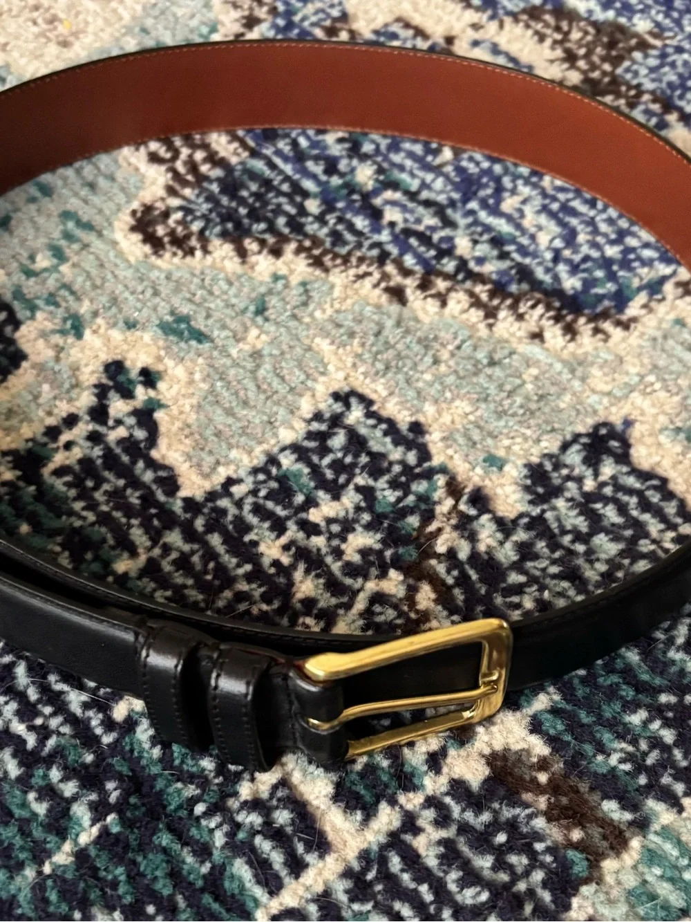 COACH Men’s Size 32 Leather Belt Black Brown Solid Brass Made in Italy